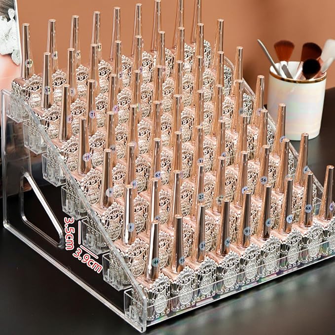 7 Tiers Acrylic Nail Polish Organizer Rack,Paint Rack Gel Nail Polish Shelf Display,Essential Oils Holder Makeup Organizer,Cosmetic Eyeglasses Lash Display ﻿