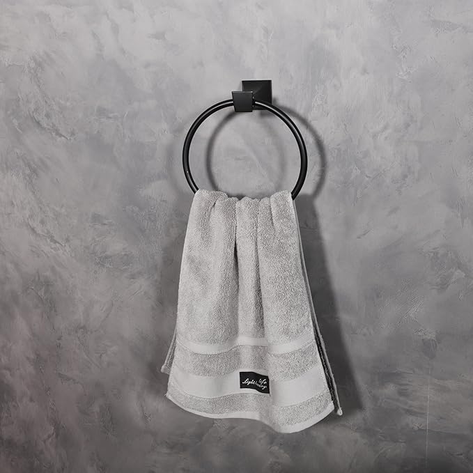 Towel Ring for Bathroom, GALIM GLQTR-P, Wall Mounted Bathroom Towel Holder, Stainless Steel and Zinc Alloy Towel Hanger for Bathroom, Corrosion-Resistant, Matte Black Finish