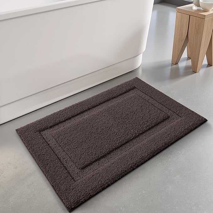 LUMI Ultra Soft Bathroom Rugs Non Slip with Rubber Backing, Absorbent Washable Bath Mat Quick Dry, Upgraded Premium Microfiber Plush Carpet for Bathtub and Shower Floor, Brown, 24x36