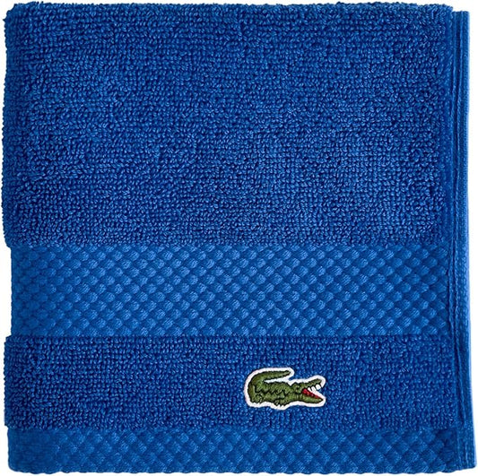 Lacoste Heritage 100% Supima Cotton Wash Cloth, Surf Blue, 13" x 13" – Highly Absorbent & Quick Drying, Premium Super Soft Bath Towel, Bathroom Essential, Gift for All Occasions, Machine Washable