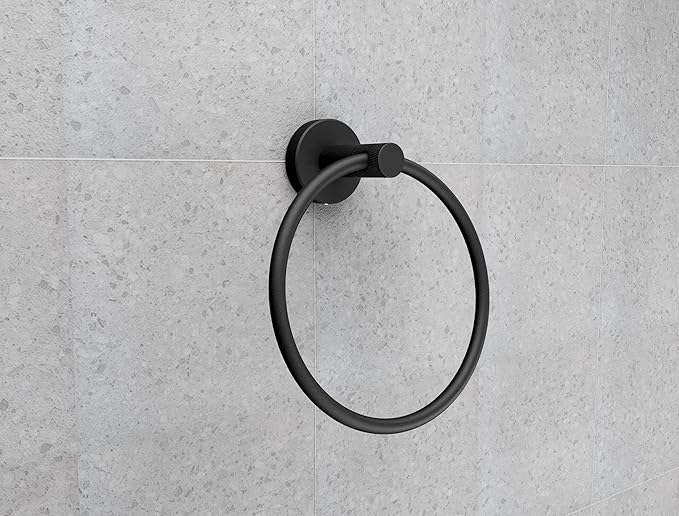 Marmolux 4-Piece Bathroom Hardware Set - Matte Black Knurled Stainless Steel SUS304 - Includes a stylish Towel Holder, a practical Toilet Paper Holder, and a very convenient Towel Hook. - Bathroom Kit