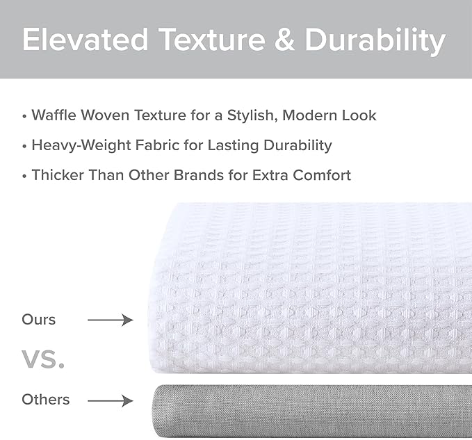 Madison Park Shower Curtain Waffle Weave, Vibrant Dyed, Waffle Shower Curtain 3M Scotchgard Moisture Management, Farmhouse Extra Long Shower Curtains for Bathroom, Extra Long: 72"x84" White