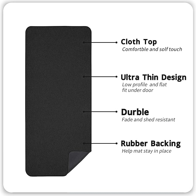 Bath Mat,Ultra Thin Bathroom Runner Rugs,Large Bath Mats for Bathroom,Quick Dry,Non-Slip,Machine Washable,Low Pile,Bath Rug,Shower Outside,Sink,Home Decor Accessories.Black,2'x6'(24x72inch)