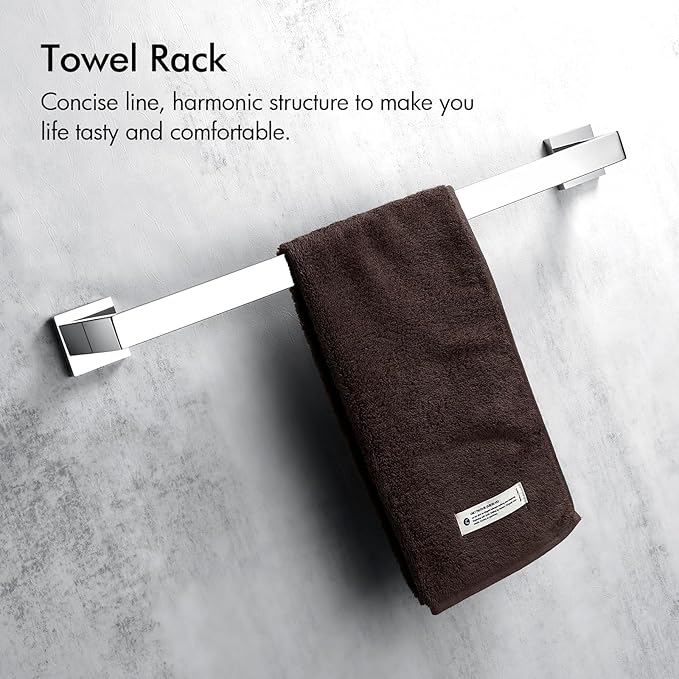 BANOLUX Towel Rack, 16-Inch Single Towel Bars for Bathroom, Towel Racks for Bathroom Wall Mounted SUS304 Stainless Steel Hand Towel Holder Organize Heavy Duty, Chrome Towel Bar