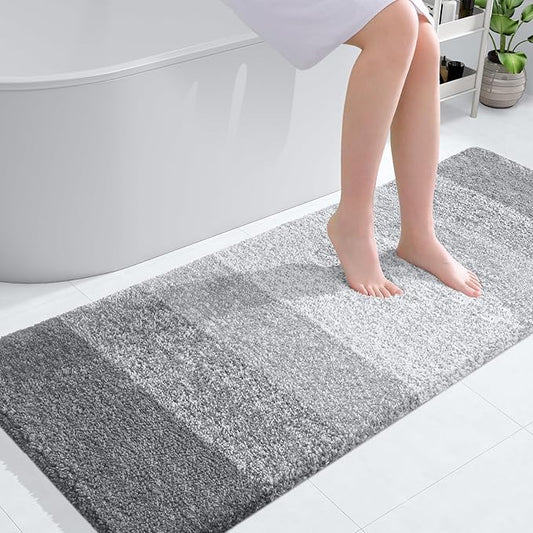 OLANLY Bathroom Runner Rugs 40x24, Extra Soft Absorbent Microfiber Bath Rugs, Rubber Backing, Quick Dry, Washable Bath Mats for Bathroom Floor, Tub and Shower, Home Decor Accessories, Light Grey