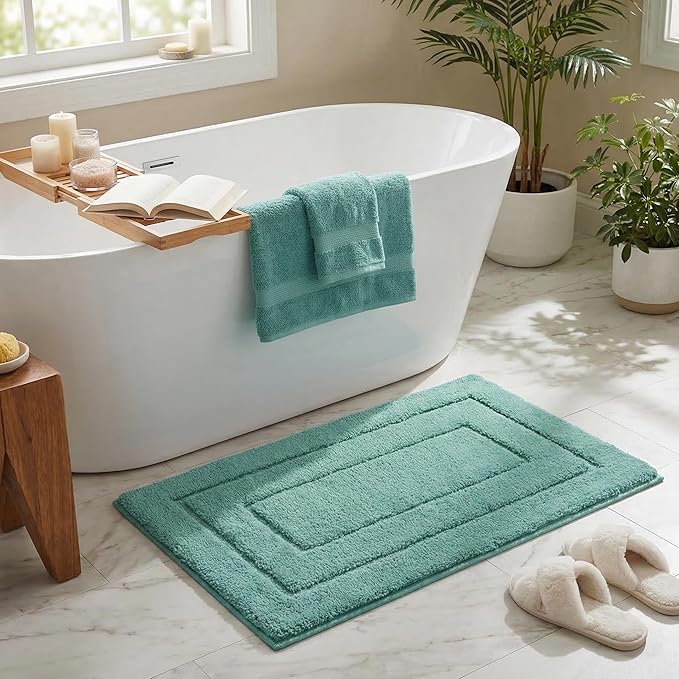 GRANNY SAYS Bathroom Rugs Non Slip, 24" x 36", Bath Rugs for Bathroom Washable, Bath Mats for Floor, Microfiber Bath Mat for Tub, Absorbent Bath Rugs for Shower Room, Sage Green