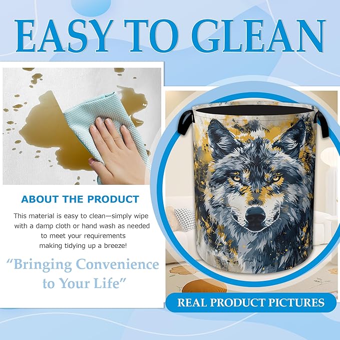 Graffiti Wolf Laundry Basket Collapsible Laundry Hamper, Oxford Cloth Storage Bin for Room/Bathroom/Bedroom/Dormitories 16" X 20.8"