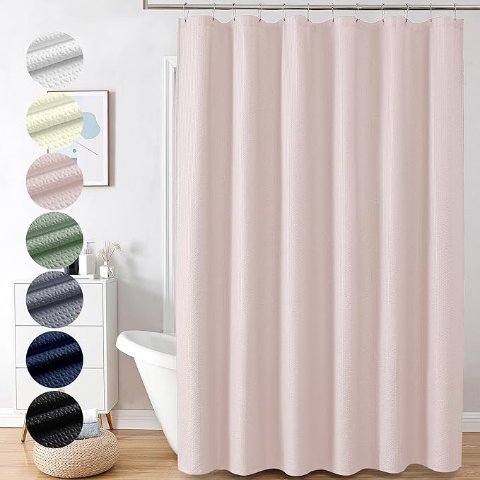 OVZME Berry Extra Long Pink Shower Curtain 96 Inch Long, 3D Embossed Texture Fabric Bathroom Shower Curtain, Large Hotel Bath Curtain with 12 Holes, Washable Cloth Shower Curtains, 72x96, Pink