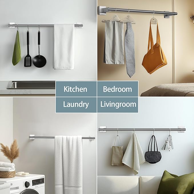 SEIDO 36 Inch Double Towel Bar, SUS 304 Stainless Steel Rustproof Towel Rack Wall Mounted, Heavy Duty Square Base Double Towel Holder for Bathroom, Kitchen, RV (Brushed Nickel)