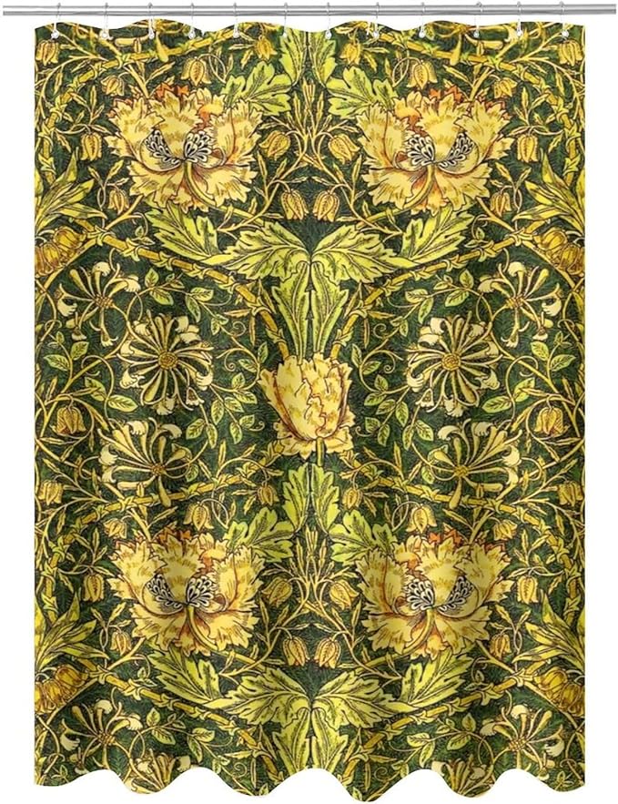 Retro Flower Shower Curtains William Morris Vintage Country Boho Flower Art Print Shower Curtains 66""×72"" Inch, Style-3