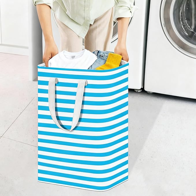 Large Laundry Basket ，75L Waterproof,Collapsible Laundry Hamper with Extended Handles for Clothes in the Family Dorm (Blue，Grey，Pink)