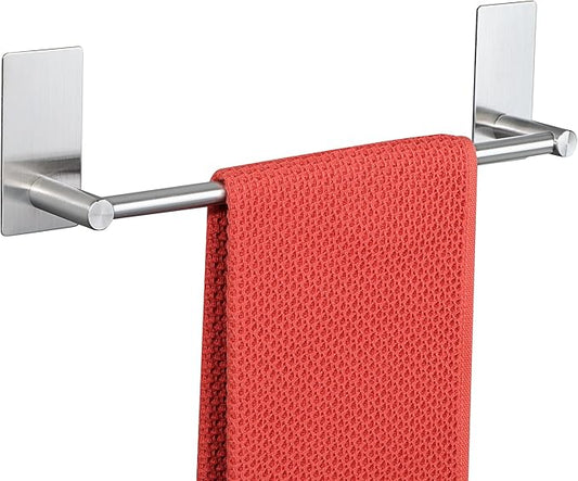 Alise Adhesive Towel Bar, 12 Inch Towel Racks for Bathroom SUS 304 Stainless Steel,Bathroom Towel Holder No Drill, Strong Self Adhesive Towel Bar, Brushed Nickel