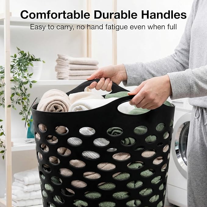 (3-PACK) Portable Round Plastic Laundry Basket, With a Capacity of 2.2 Bushels, Equipped with Handles, Easy to Clean, Suitable for Homes, Dormitories, Bathrooms and Laundry Rooms