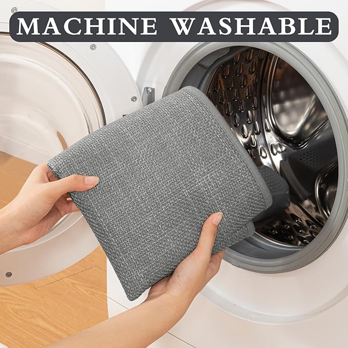 YIHOUSE Grey Bathroom Rug Sets 3 Piece, Absorbent Bath Mat for Bathroom Non Slip Washable, Bathroom Mat Quick Dry, Thin Bath Rug Set for Toilet and Floor