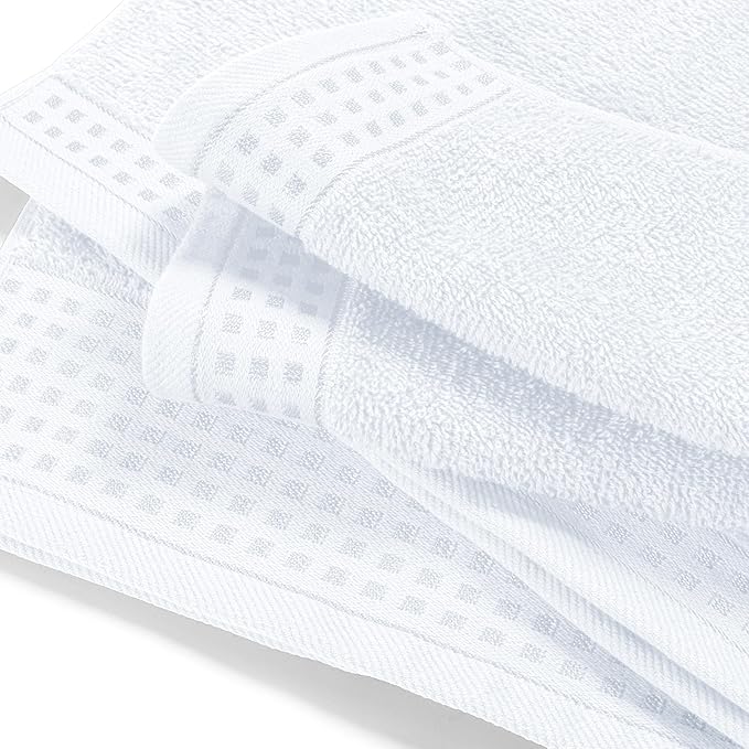 GLAMBURG Ultra Soft 4 Pack Oversized Bath Towel Set 27x54 inches, 100% Cotton Bath Towels, Highly Absorbant Compact Quickdry & Lightweight Towel, Ideal for Gym Travel Camp Pool - White
