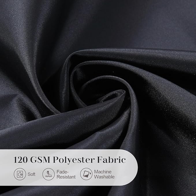 Black Ruffle Shower Curtain, Girls Women Fabric Shower Curtain with Delicate Handcrafted Ruffles, Waterproof Ruched Farmhouse Decorative Bathroom Curtain, 72" W x 72" H
