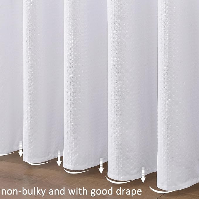 Aiyufeng Waterproof Fabric Shower Curtains for Bathroom，Dot Like Embossed Textured Soft Polyester Cloth Stall Shower Curtain，Hotel Luxury Quality Machine Washable，36Wx72L，White