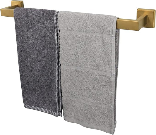 TocTen Bath Towel Rack - Square Base Thicken SUS304 Stainless Steel Towel Bar for Bathroom, Bathroom Accessories Towel Rod Heavy Duty Wall Mounted Towel Holder. (Brushed Gold, 20)