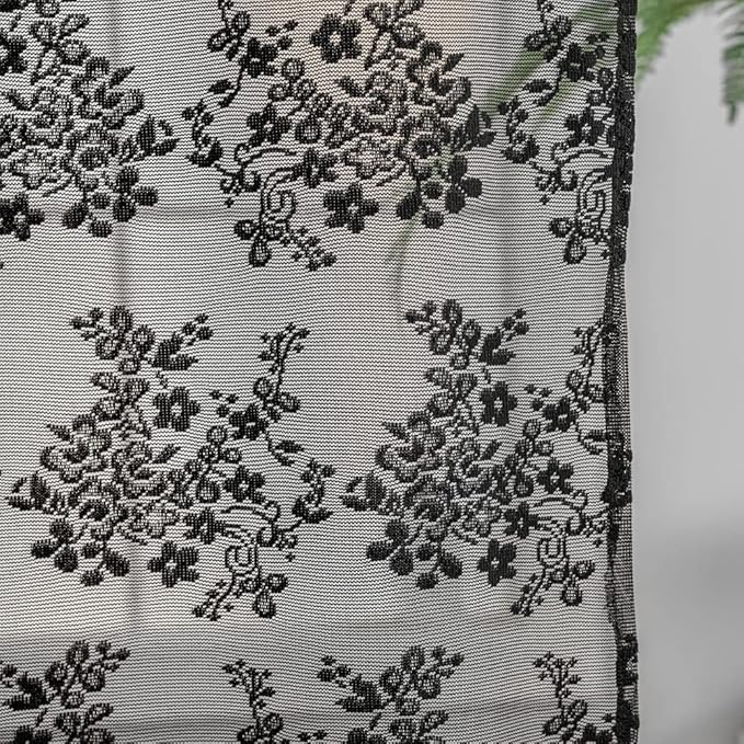 YJ YANJUN Goth Narrow Shower Curtain 36x72 with Attached Valance Victorian Black Floral Lace Small Shower Curtain Short Gothic Rv Camper Shower Curtain Halloween Spoopy Ghost Half Bathroom Décor