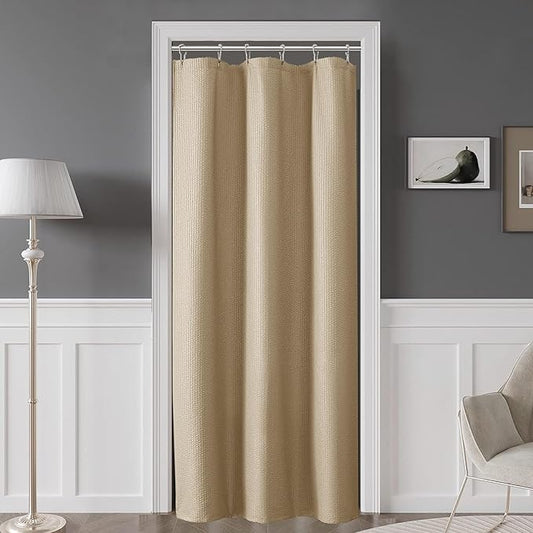 OVZME Taupe Stall Fabric Shower Curtain 36 x 72 Inch, Soft Waffle Small Shower Curtain for Bathroom with Texture for Narrow Stall Size, Machine Washable Water Resistance, Hotel Style