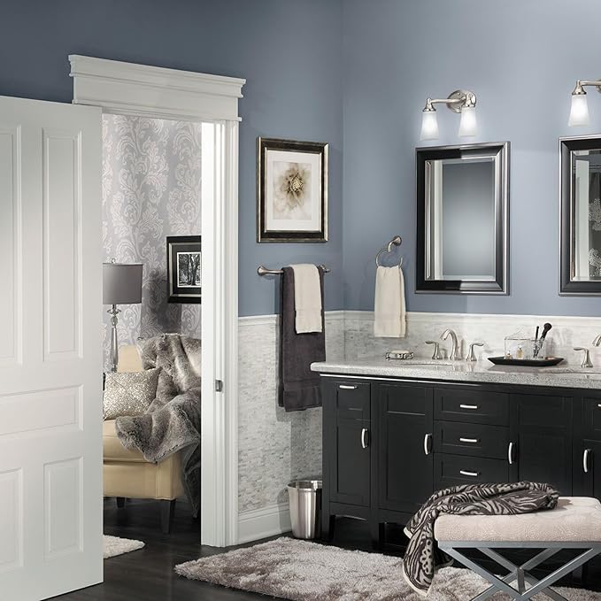 Moen Eva Brushed Nickel Single Post Open Hand Towel Ring, Holder for Bathroom, YB2886BN