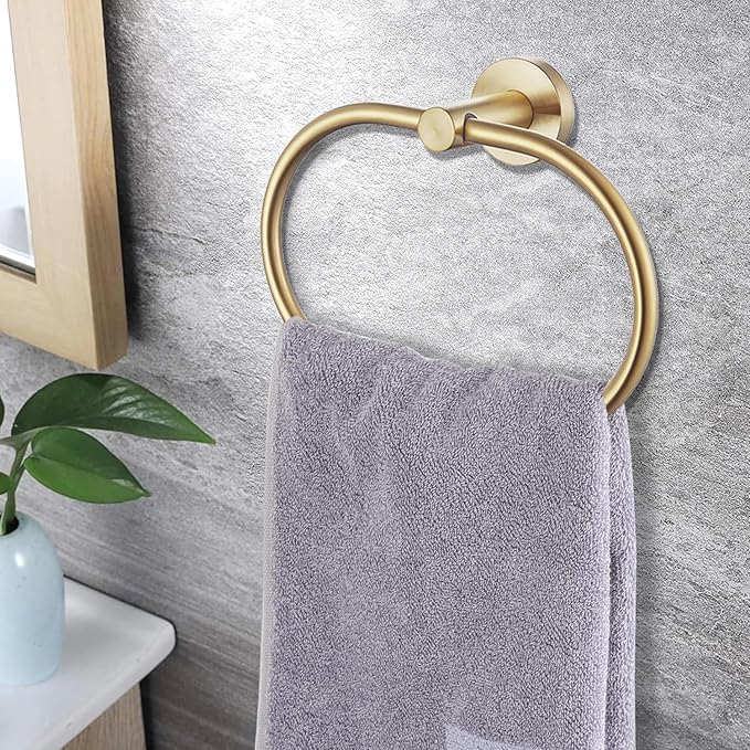 Brushed Gold Bathroom Accessories Set, 7 Pieces Gold Towel Bar Bathroom Hardware Set, 24 Inch Towel Racks for Bathroom, SUS304 Stainless Steel Bathroom Towel Holder Toilet Paper Holder Wall Mounted