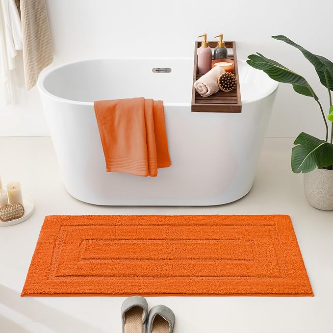 GRANNY SAYS Bathroom Rugs Non Slip, 24" x 48", Bath Rugs for Bathroom Washable, Bath Mats for Floor, Microfiber Bath Mat for Tub, Absorbent Bath Rugs for Shower Room, Orange