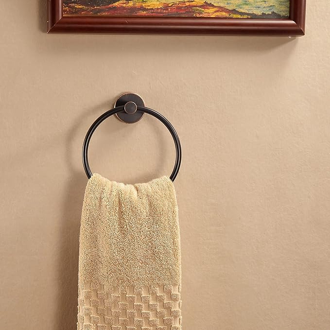 BigBig Home Bronze Towel Holder, Bathroom Towel Ring Oil Rubbed, Bath Hand Towel Rack Hanger Wall Mounted Rustic Farmhouse