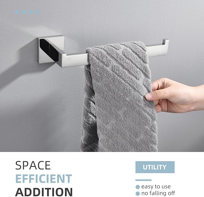Angle Simple Bathroom Towel Holder, SUS304 Stainless Steel Kitchen Hand Towel Rack Hanger for Wall, Polished Chrome, 10.24 Inches