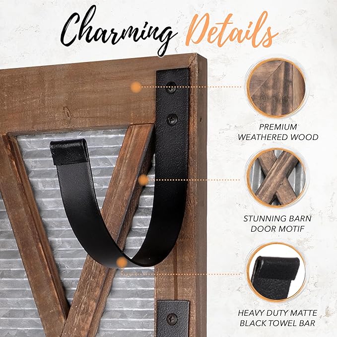 Autumn Alley Farmhouse Towel Holder, Rustic Wine Rack, Rolled Towel Rack, and Wine Holder for Farmhouse Bathroom Accessories Décor, Western Decor Wall Mounted Towel Rack, Rustic Brown
