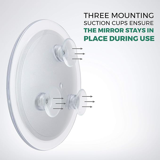 DBTech Large 10-Inch Suction Cup 5X Magnifying Mirror with Precision Tweezers w/Rubberized Grips, Triple Suction Cups for Lasting Hold on Most Flat Surfaces