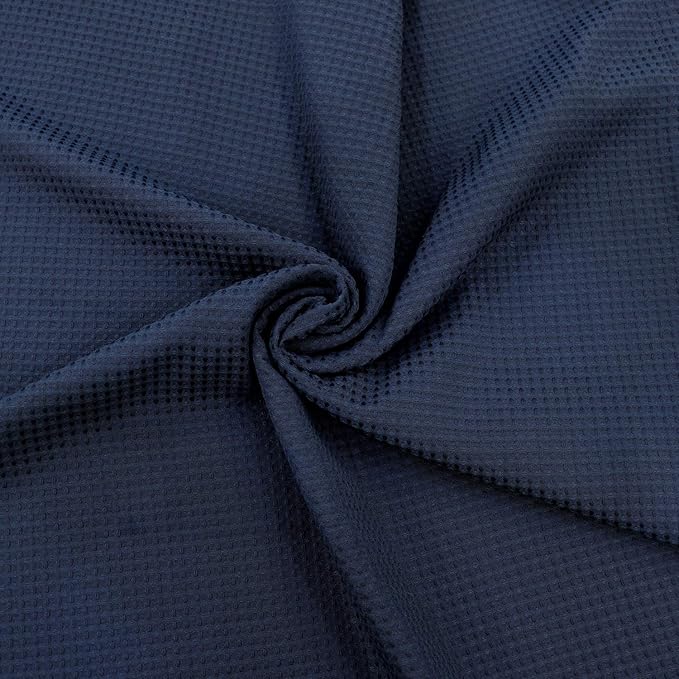 Barossa Design Extra Long Waffle Weave Shower Curtain 71" W x 84" H - Hotel Luxury Spa, 230 GSM Heavy Weighted Fabric, Water Repellent, Navy Blue, 71x84