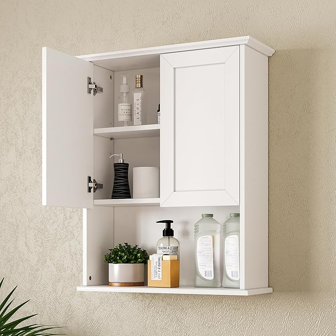 Medicine Cabinet, Over The Toilet Storage Cabinet, 24x30 Inch Bathroom Wall Storage Cabinet with 2 Door & Adjustable Shelves, Bathroom Cabinet Wall Mounted, for Laundry Room, Kitchen