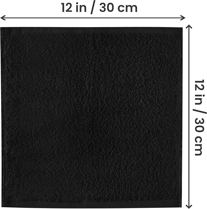 Utopia Towels 24 Pack Cotton Washcloths Set, 100% Ring Spun Cotton, Premium Quality Flannel Face Cloths, Highly Absorbent and Soft Feel Fingertip Towels, Black