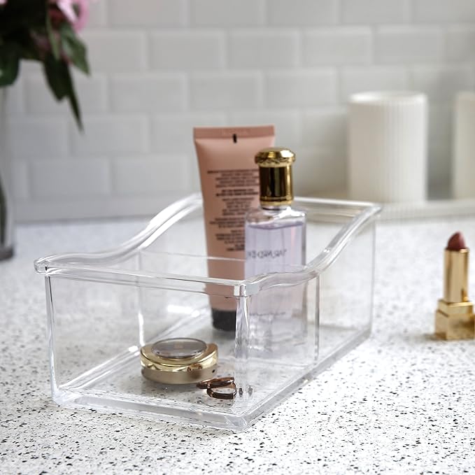 BINO 'The Uniform' 2 Compartment Makeup and Jewelry Organizer, Clear and Transparent Cosmetic Beauty Vanity Holder Storage