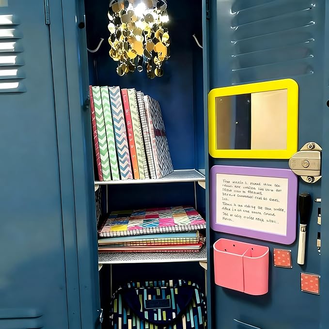 ARTLYMERS Magnetic Locker Mirror, 5x7 Real Glass Small Mirrors for Locker with Magnetic Backing, for School Locker, Bathroom, Household Refrigerator, Locker Accessory (Yellow)