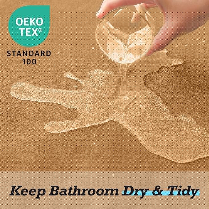 HUXMEYSON Bathroom Rugs Sets 2 Piece, Non-Slip & Quick Dry Bath Mat Set, Ultra Soft Velvet Bath Rugs for Bathroom, Toilet and Shower Floor, Khaki