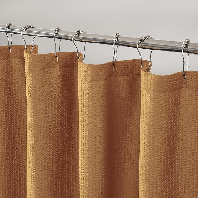 OVZME Gold Stall Fabric Shower Curtain 36 x 72 Inch, Soft Waffle Small Shower Curtain for Bathroom with Texture for Narrow Stall Size, Machine Washable Water Resistance, Hotel Style