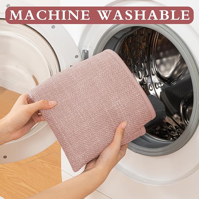 YIHOUSE Pink Bathroom Rug Set, 2 Piece, 17"x24"+17"x32", Non-Slip, Quick Dry, Machine Washable, Modern Style, Bath Mat