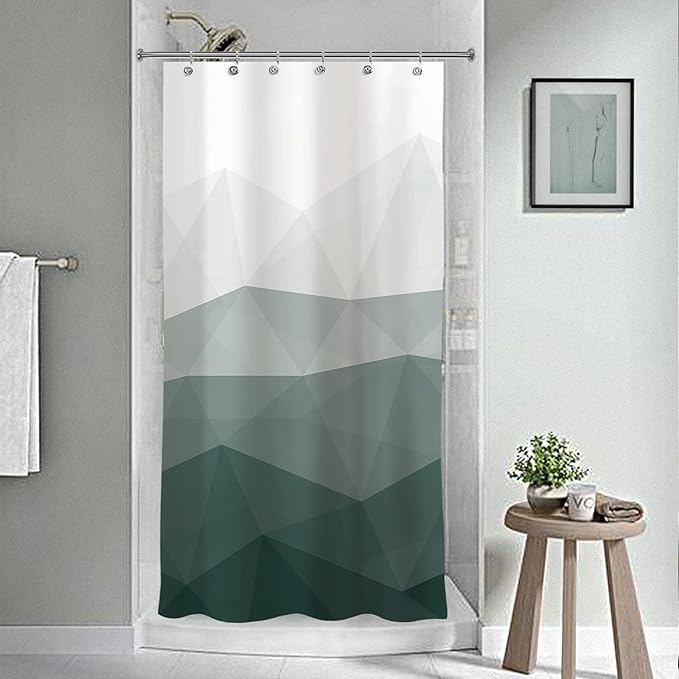 Sunlit Designer 36 x 72 Inches Shower Curtain, Popular Shower Stall Curtain, Ombre Dark Green Fabric Shower Curtains for Bathroom Decor, Contemporary Bathroom Curtains, Dark Green