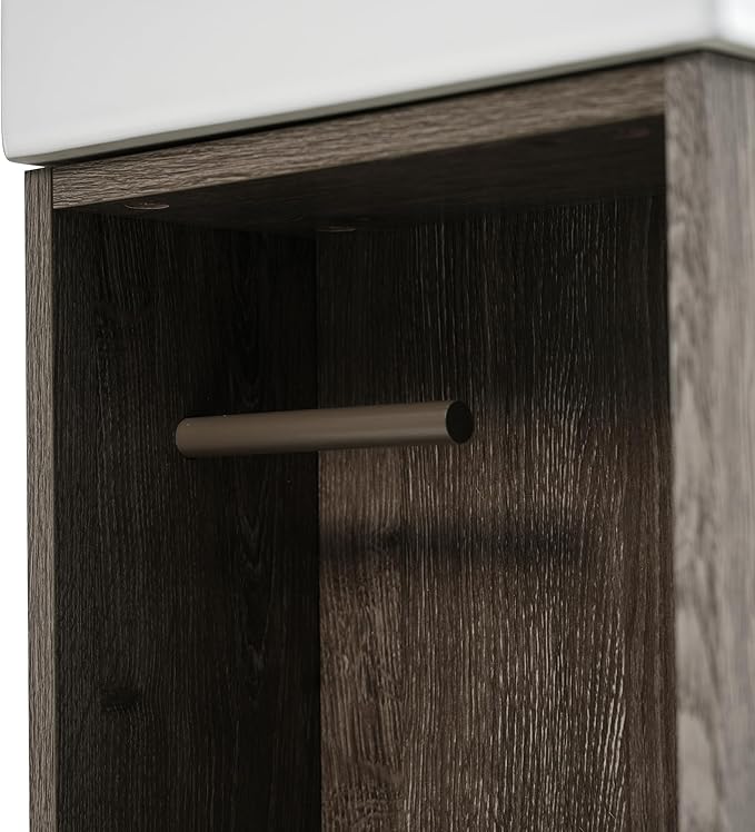 Virubi 21.6" Small Fluted Bathroom Vanity with Sink,Soft Closing Doors and Storage Shelves,Natural Wood Single Bathroom Sink Cabinet Combo Freestanding,Dark Grey