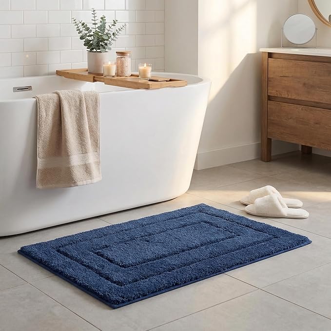 GRANNY SAYS Navy Bathroom Rugs, Bath Mats for Bathroom Non-Slip, Super Soft and Water Absorbent, Microfiber Bath Rugs Washable, Large Bath Rugs for Bath Floor, Tub and Shower, 36" x 24"