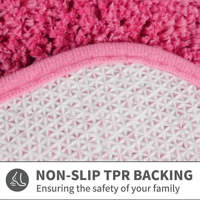Cute Scalloped Rose Pink Bathroom Rugs Mat,Non Slip Absorbent Quick Dry Bath Mats for Shower Room,Microfiber Bath Mats for Bathroom Floor Washable Carpet for Shower Tub Sink Bedroom,20"x32"