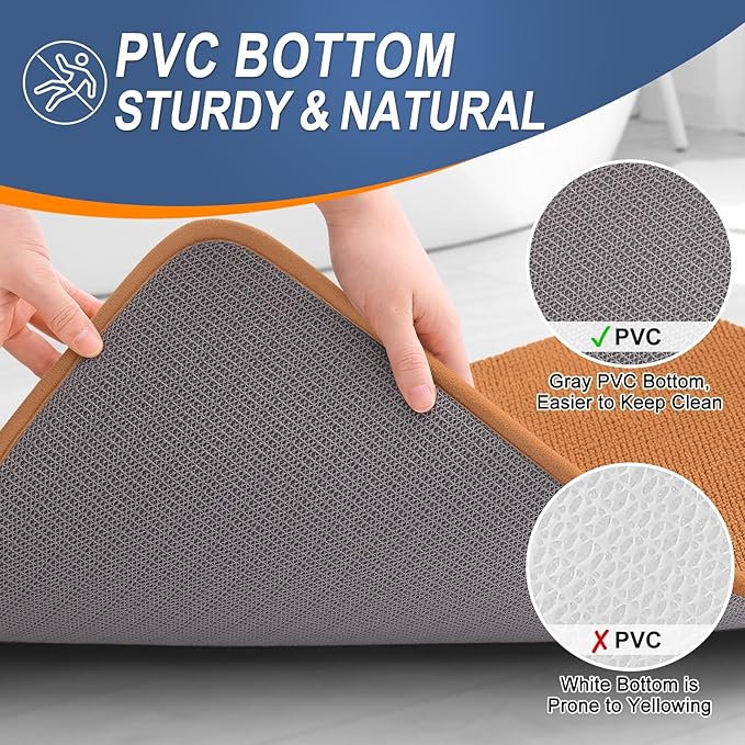 OLANLY Thick Memory Foam Bath Mat Rug 36x24, Extra Soft Absorbent Bathroom Rug, Quick Dry Bath Mats, Non-Slip, Machine Washable Carpet for Bathroom, Tub and Shower, Home Decor Accessories, Clay
