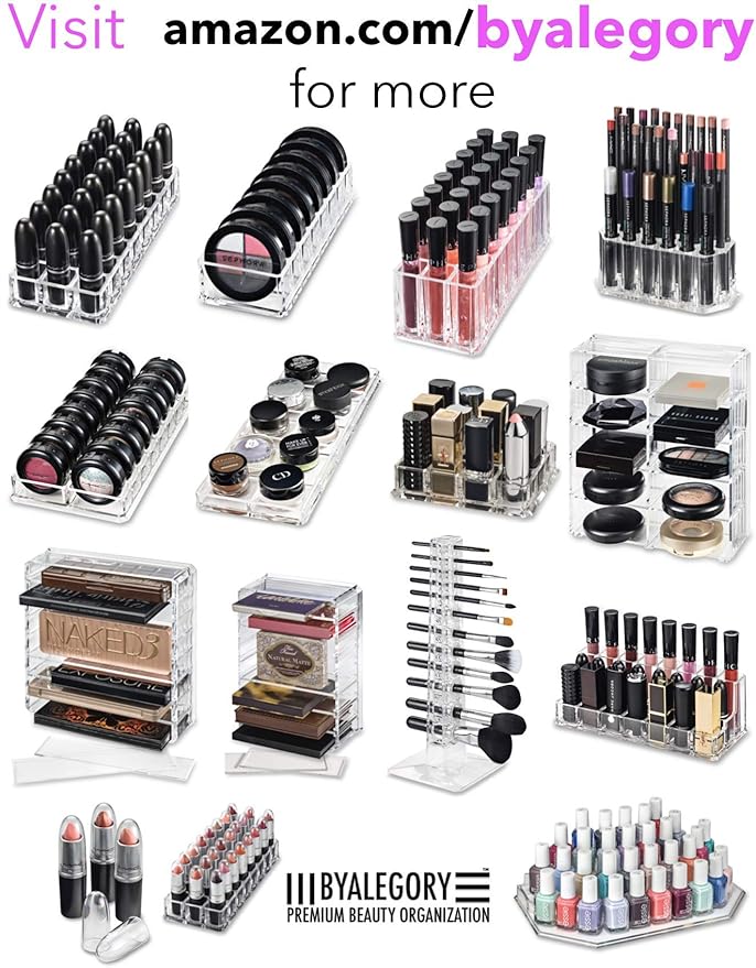 BY ALEGORY Acrylic Eye Mascara Organizer Makeup Storage Organization Refillablle Container Beauty Display Case 24 Space to Organize Tall Eye Lash Mascara