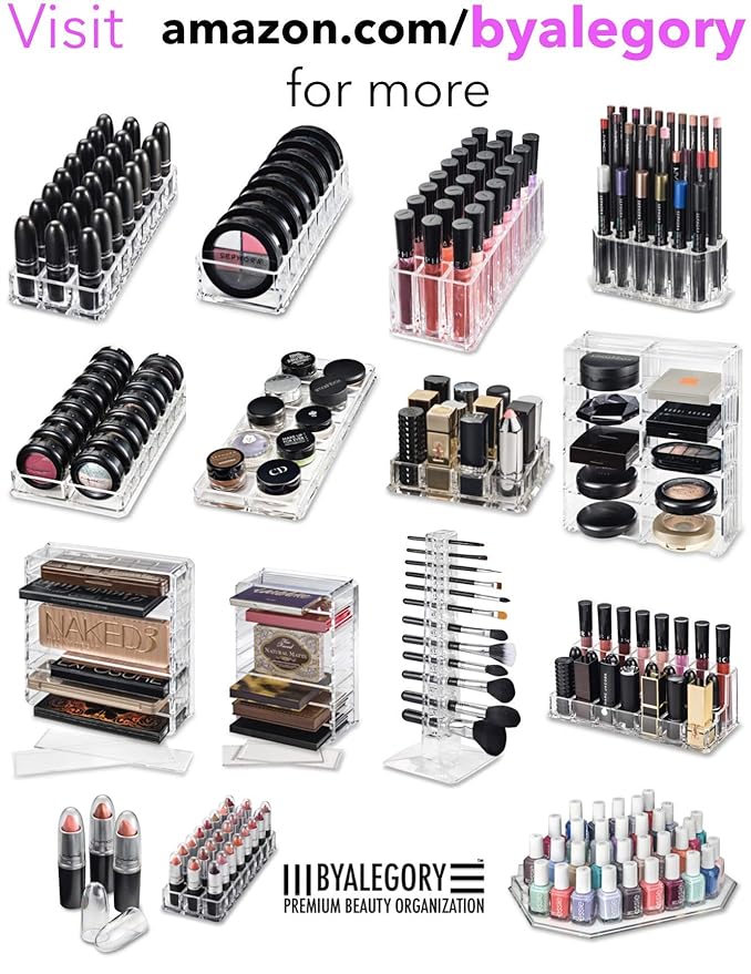 byAlegory Tiered Eyeshadow Makeup Organizer | 16 Space Cosmetic Storage, 4 Tiers (CLEAR)
