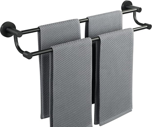 Alise Double Towel Bars,24 Inch Towel Rack for Bathroom, Wall Mount Towel Holder, Quick Drying Towel Hanger SUS304 Stainless Steel Towel Rail, Matte Black, GOY4600-B