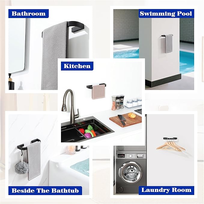 Alise 10'' Towel Bar for Bathroom,Black Towel Holder Towel Racks for Bathroom Wall Mount,SUS304 Stainless Steel Towel Rail Towel Hanger for Walls