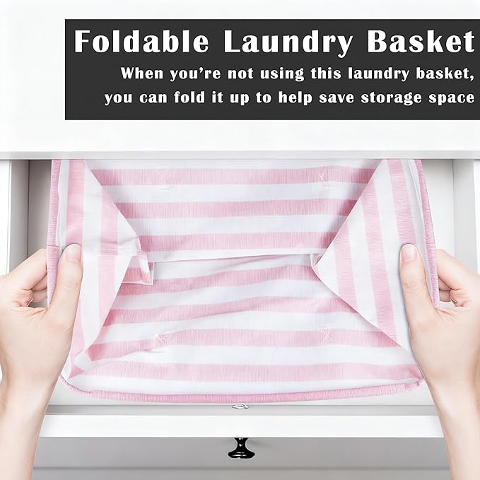 Large Laundry Basket ，75L Waterproof,Collapsible Laundry Hamper with Extended Handles for Clothes in the Family Dorm (Green，Blue，Grey，Pink)
