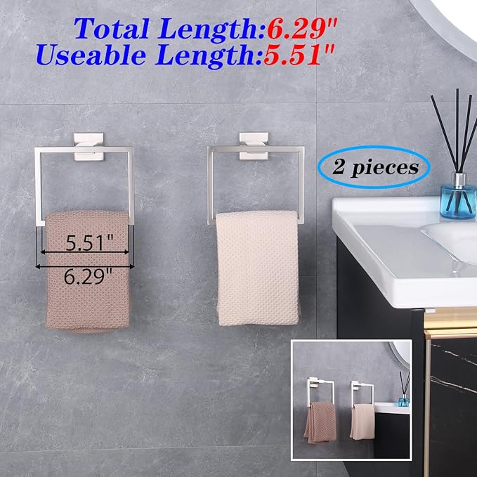 GERZWY Hand Towel Ring Bath Towel Holder Bathroom Lavatory Shower Towel Hanger Holder Brushed Stainless Steel Wall Mount JG1916-2LS